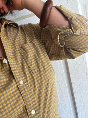 Men's Yellow Check Button-Down Shirt